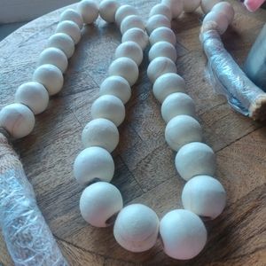 White wooden bead Garland